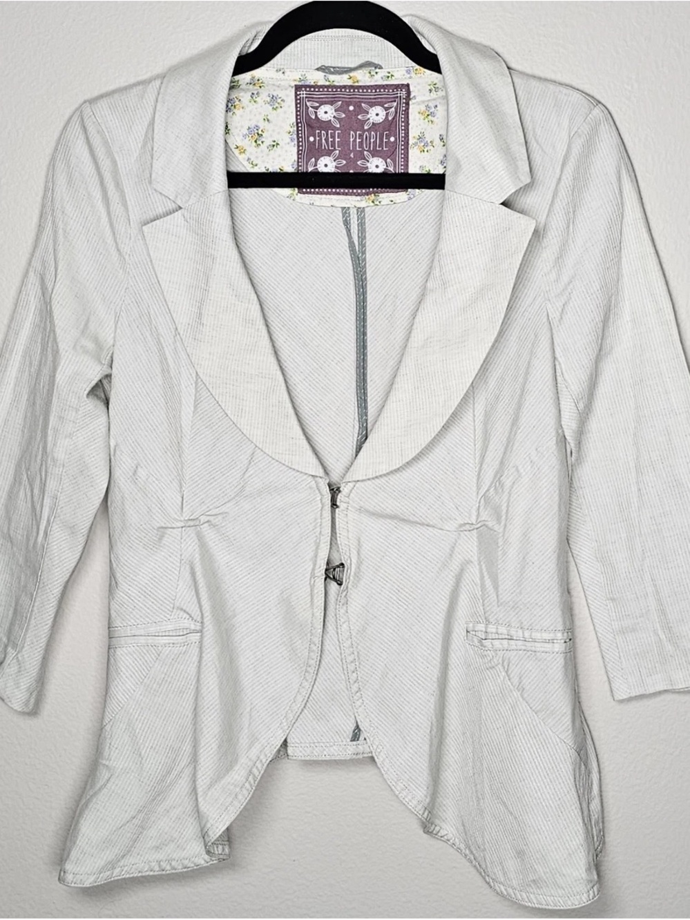 Free People Women's Tailored striped green white Blazer